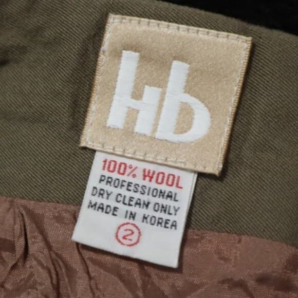 VINTAGE PENCIL SKIRT Sz 2 Khaki Tan Office Wool Light Academia Fitted - Picture 8 of 9